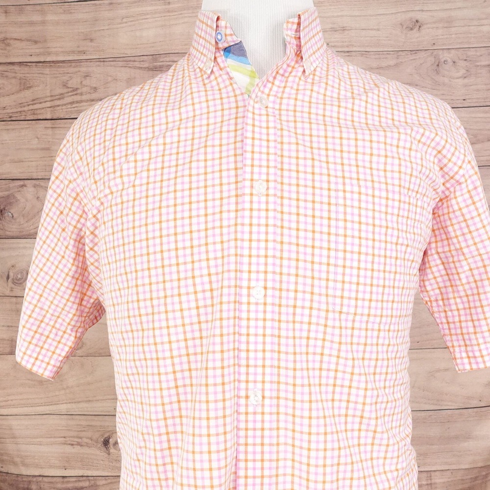 TAILORBYRD COLLECTION SHORT SLEEVE CHECK BUTTON DOWN SHIRT MENS SZ L LARGE